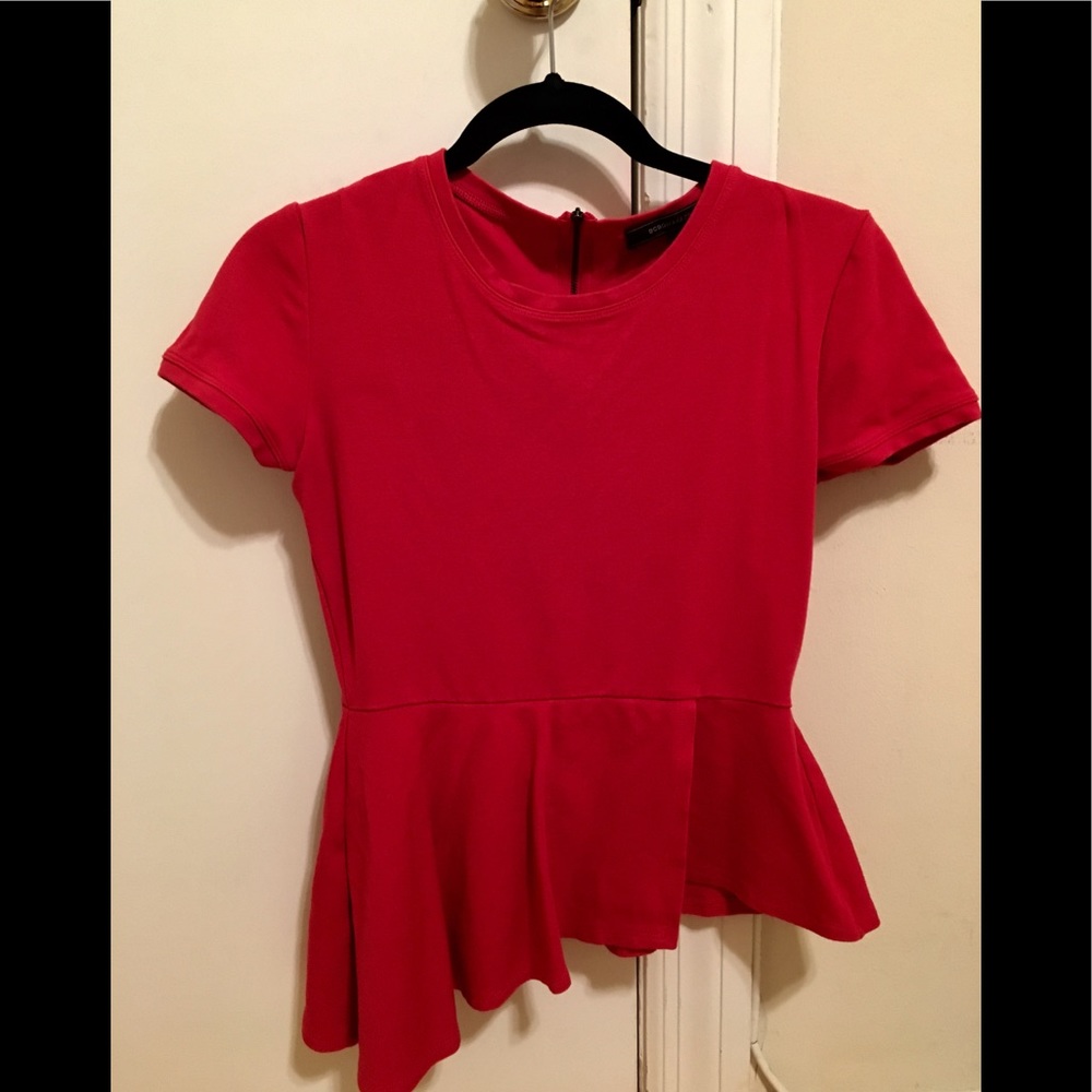 BCBG Red Peplum cotton shirt